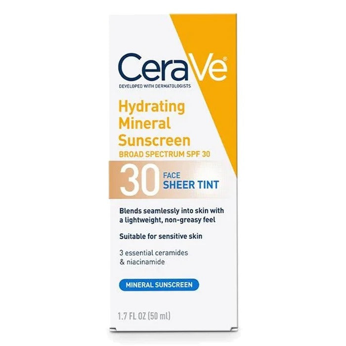 CeraVe Hydrating Mineral Sunscreen SPF 30 Face Sheer Tint, 50ml